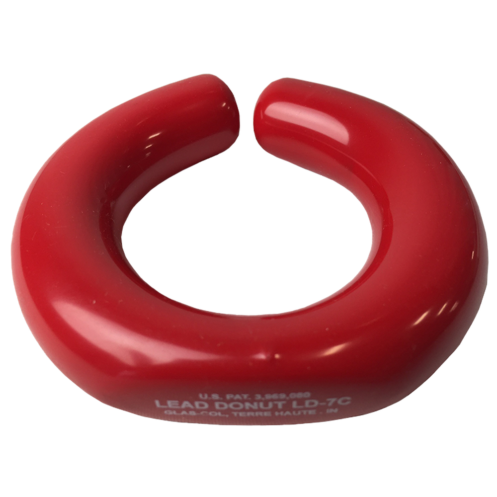 Lead Donut Stabilizer. Open "split ring" design. PVC-Coated. Red. 7 cm ID